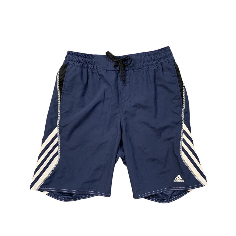Adidas Shorts Men S Small Navy White Core Sport Volley Elastic Waist Brief Lined
